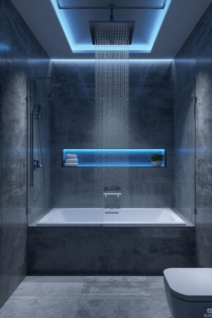 Blue Ambient Tile Combo with Cool LED Niche Glow