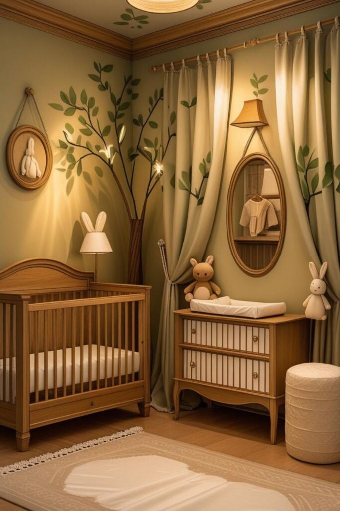 Dusty Rose Nursery With Vintage Dresser and Mirror Charm