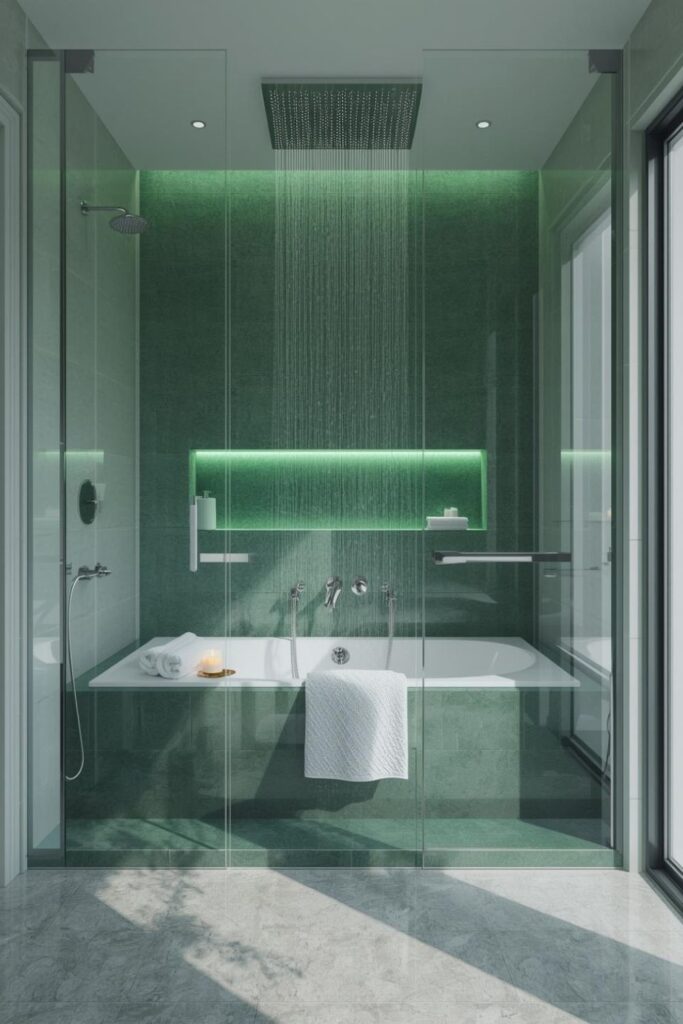 Emerald Green Luxe Tile Combo with Soft Green LEDs