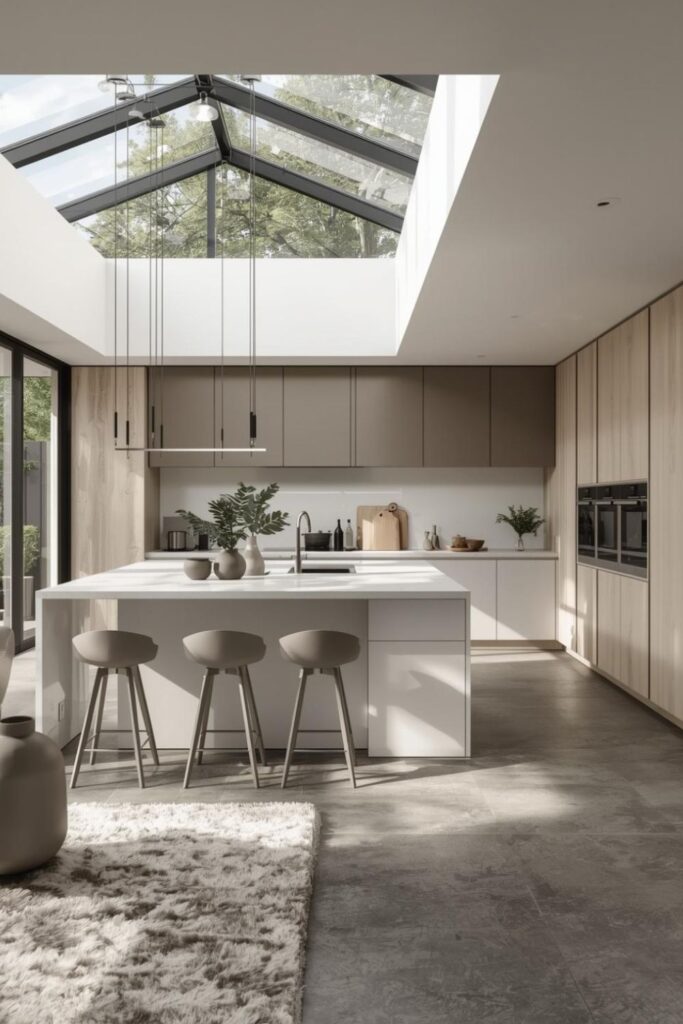 Greige Cabinets Satin Nickel for Soft Modern Minimalism