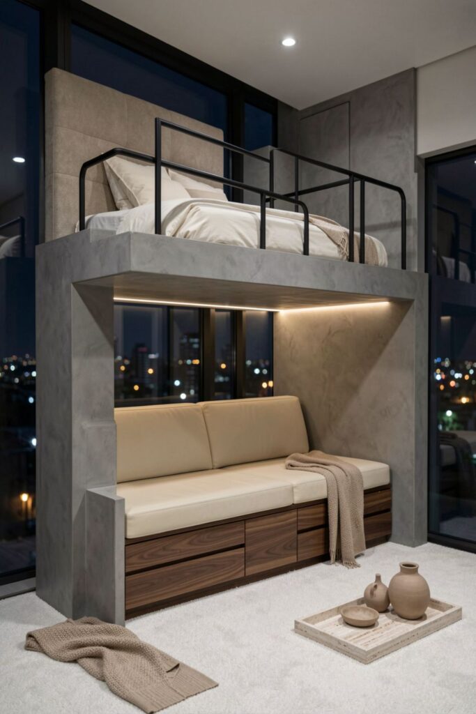 Linear Loft Bunk With Shadow-Gap Lighting