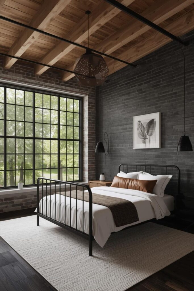 Mid-Tone Maple Ceiling With Dark Brick and Leather Accents