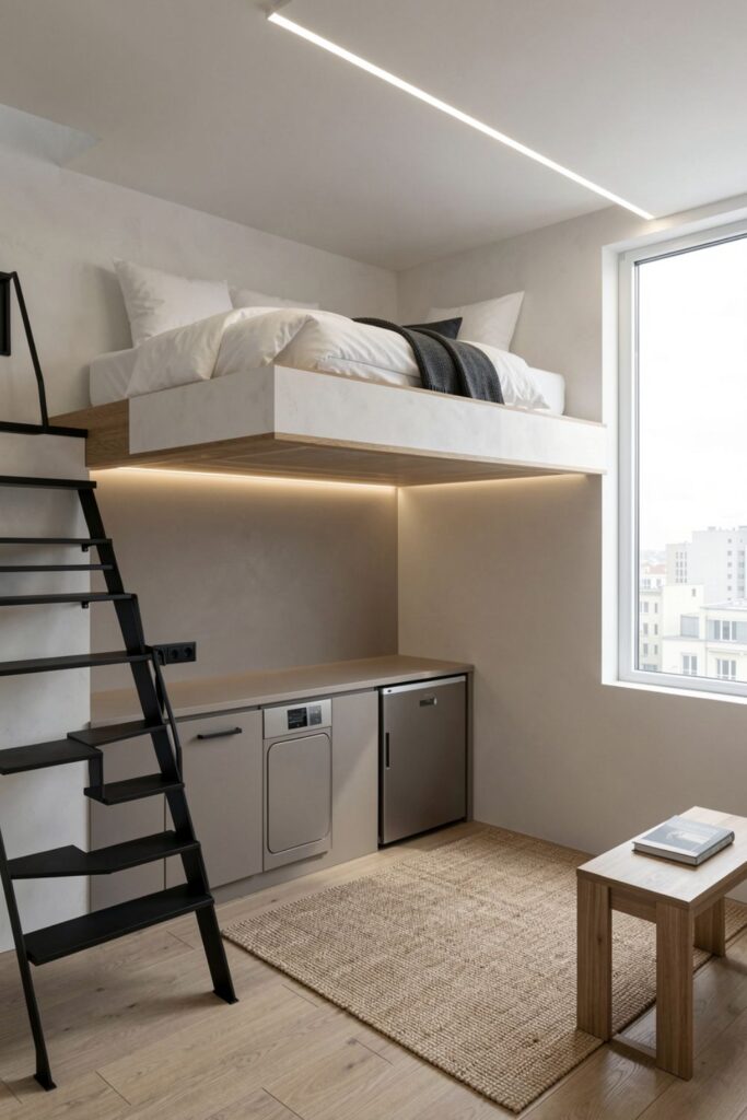 Monochrome Stone Box Loft + Linear Skylight Wash