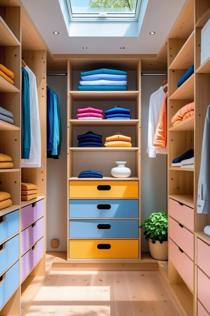 Natural Maple Built-Ins with Soft Beige Drawer Banks