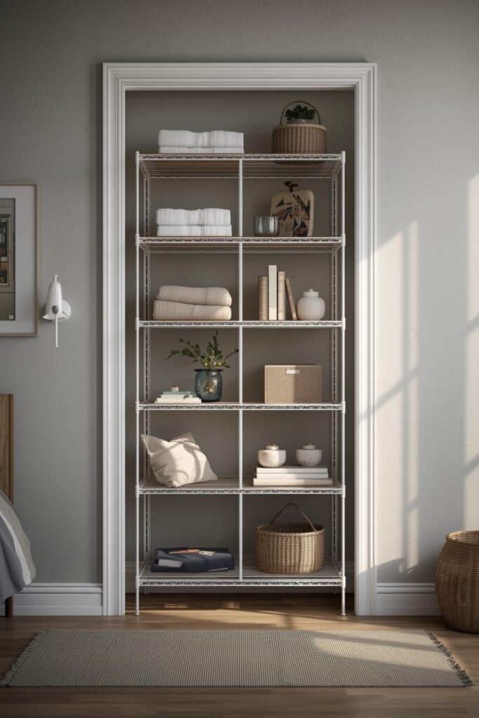 Over-the-Door Shelf System for Hidden Bedroom Storage Gains