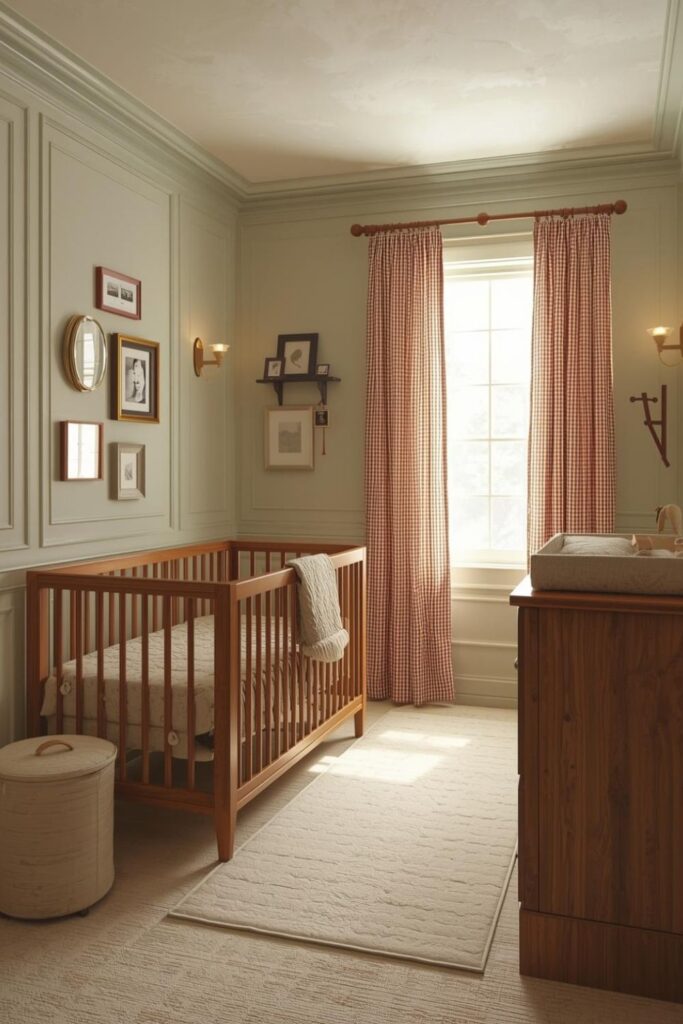 Sage Green Storybook Nursery With Vintage Frame Gallery Wall