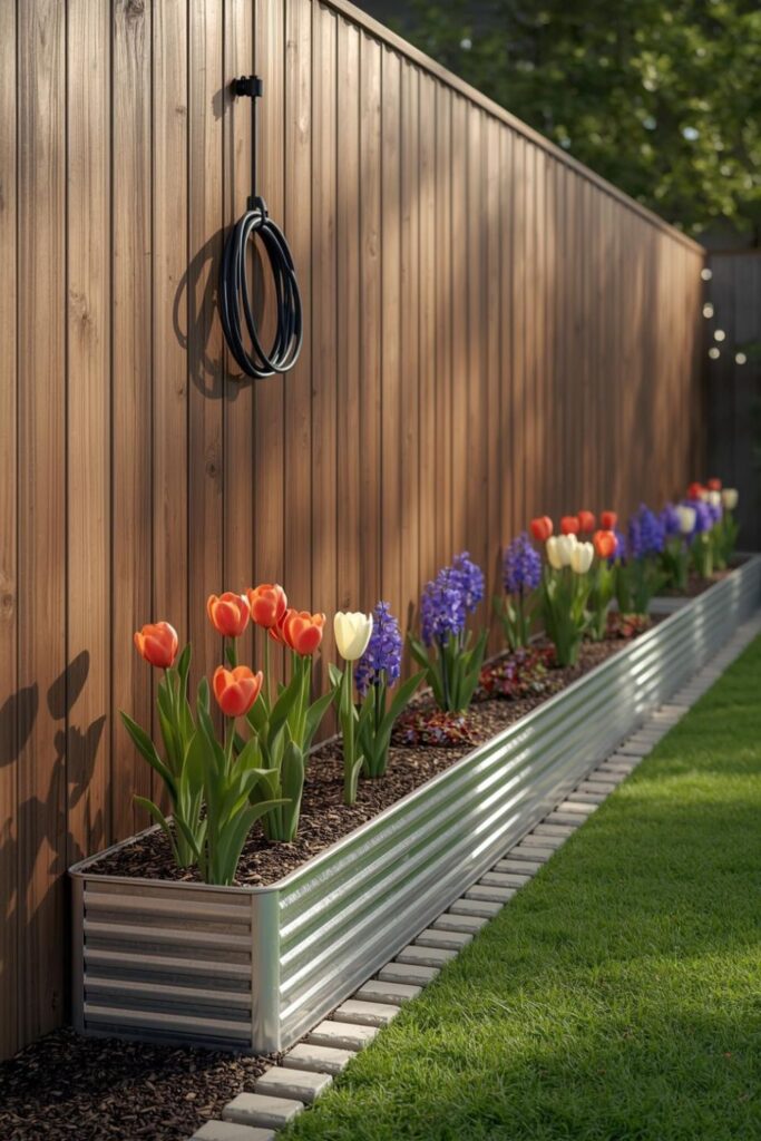 Slim Galvanized Trough Bed for Tulip Bulb Layering