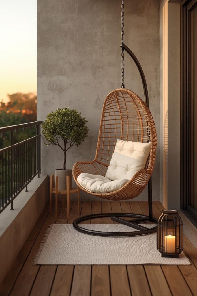 Warm Teak Accents with Cream Egg Chair Serenity