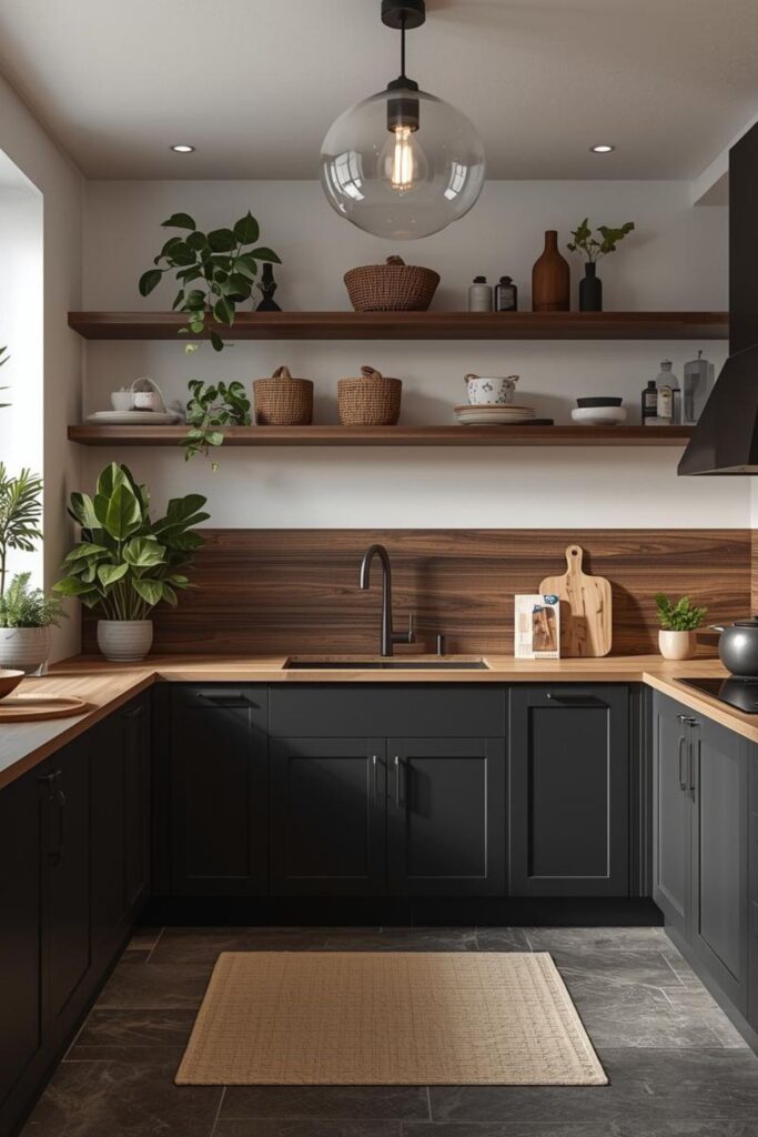 Window-Focused Sink Scene With Plants And Walnut Wraparound