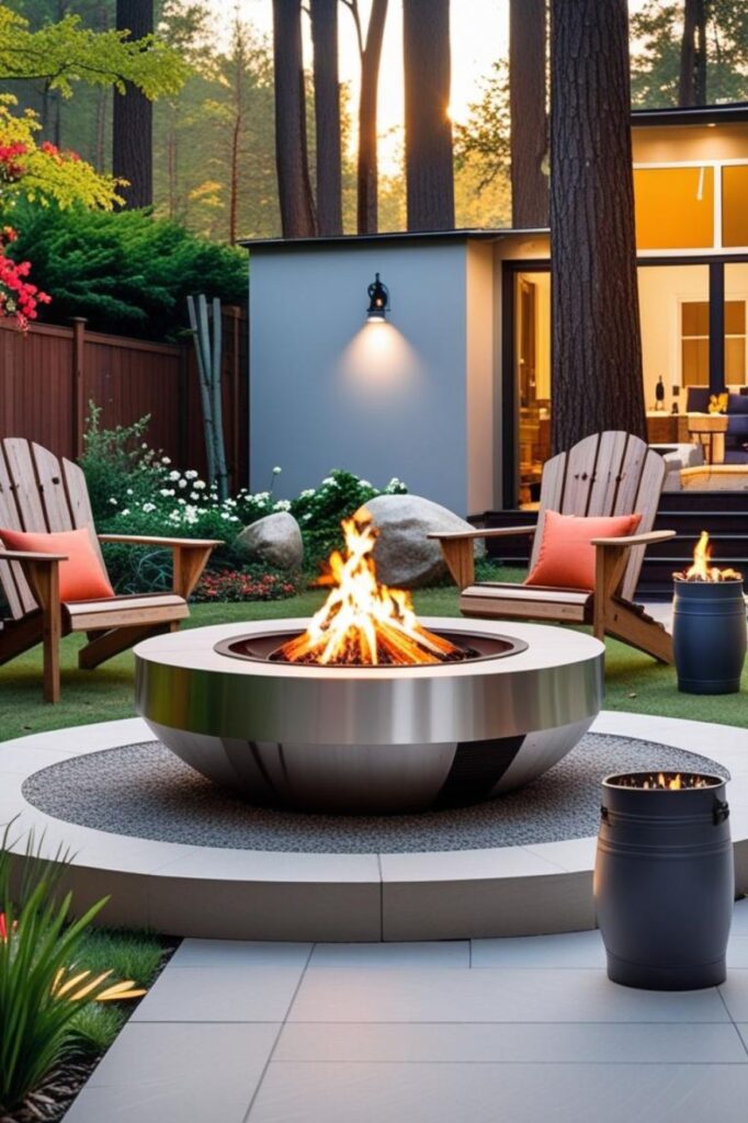 Woodland Edge Fire Pit With Natural Boulder Ring