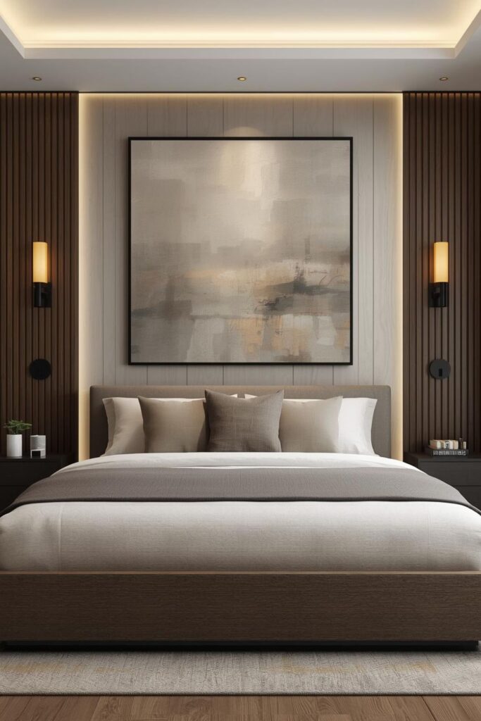 Bedroom Wall Ideas Luxury Oversized Minimal Art Above the Bed