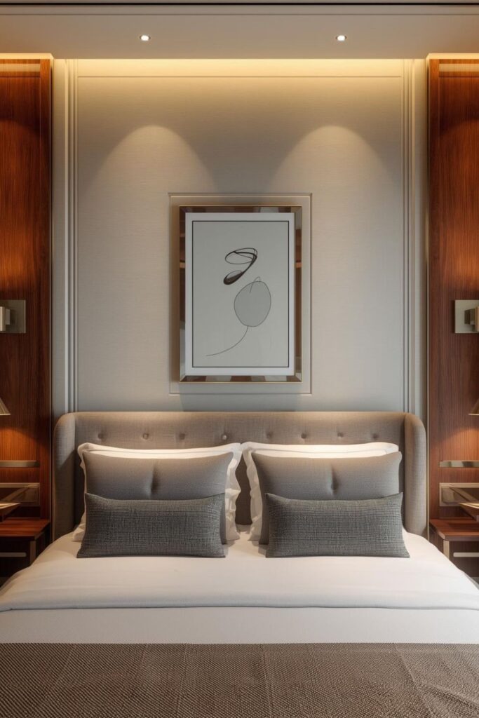 Bedroom Wall Ideas Luxury Symmetrical Sconces and Centered Wall Decor