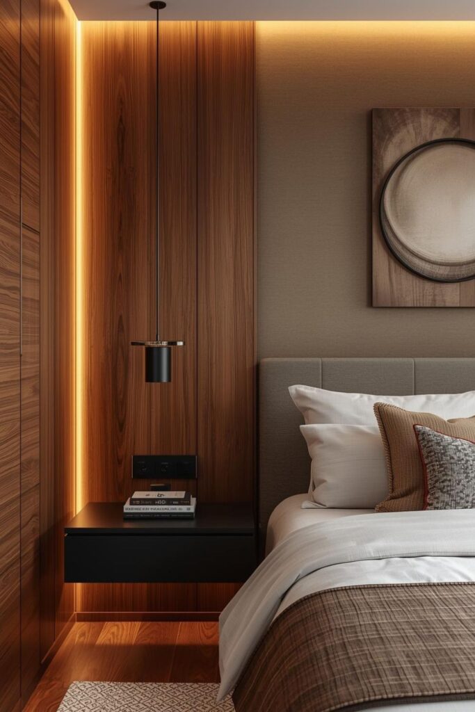 Bedroom Wall Ideas Luxury Wood and Upholstered Panel Feature Wall