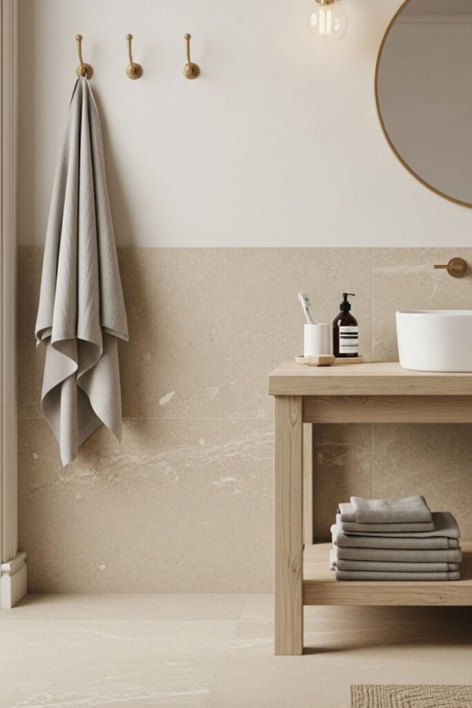 Beige Limestone-Look Porcelain for Warm Organic Minimalism