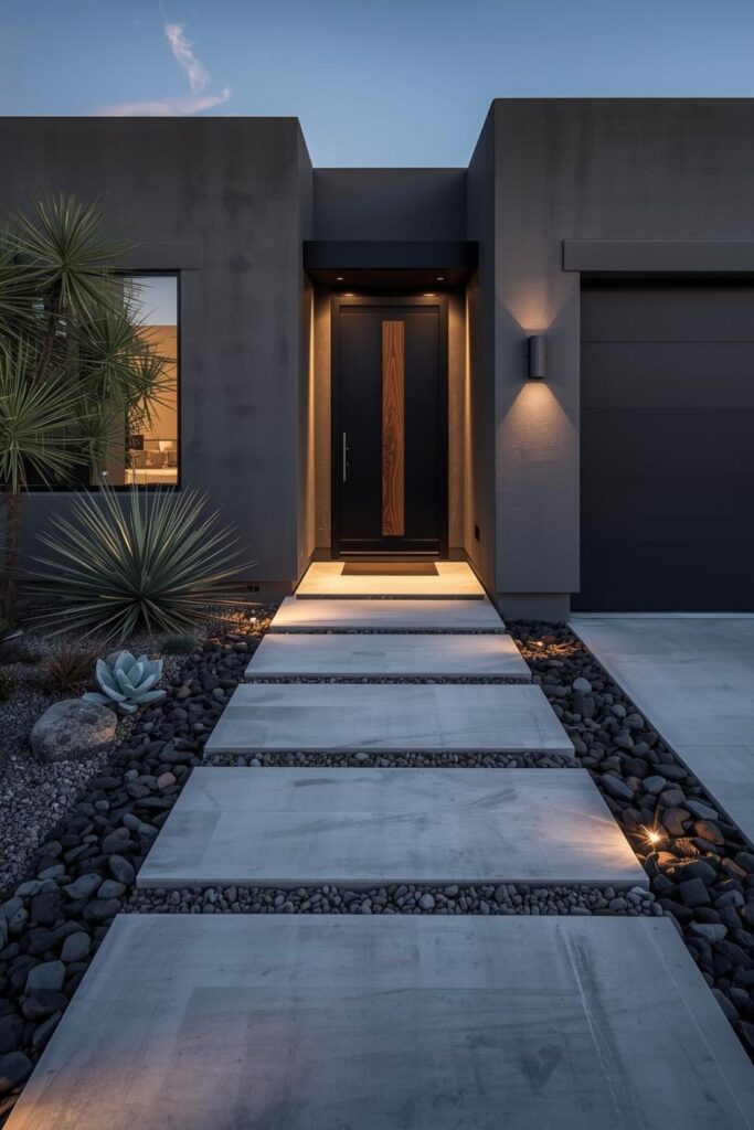 Black Basalt Borders With Minimal Desert Xeriscape