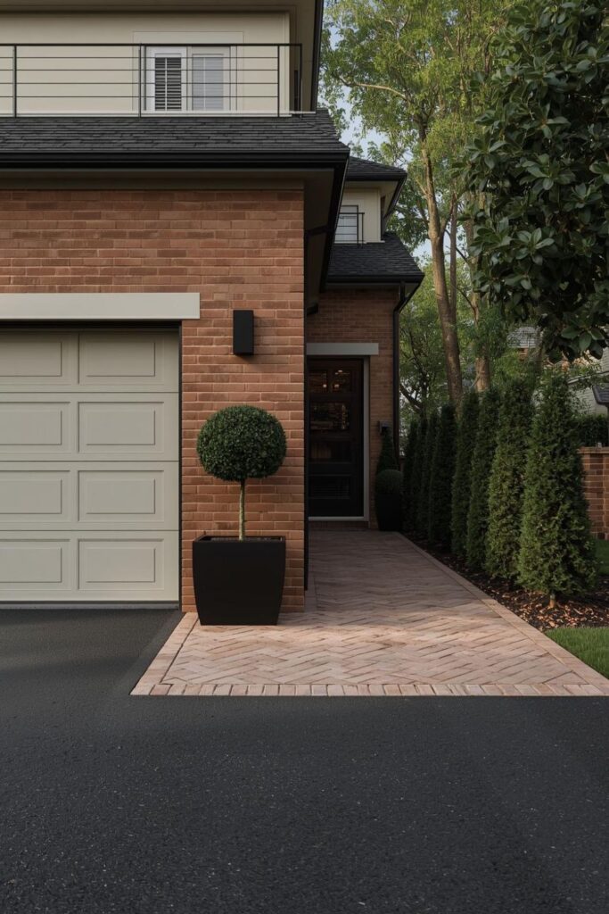 Brick Apron Transition With Symmetrical Entry Trees