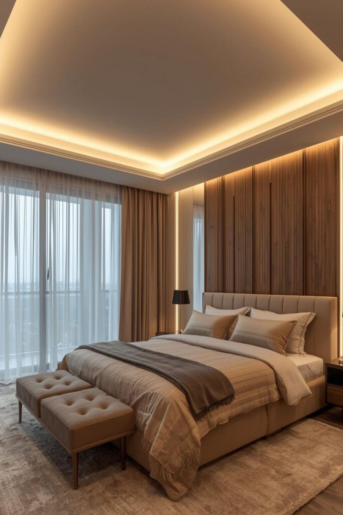 Ceiling LED Lighting Ideas For Modern Luxury Bedroom Ambience