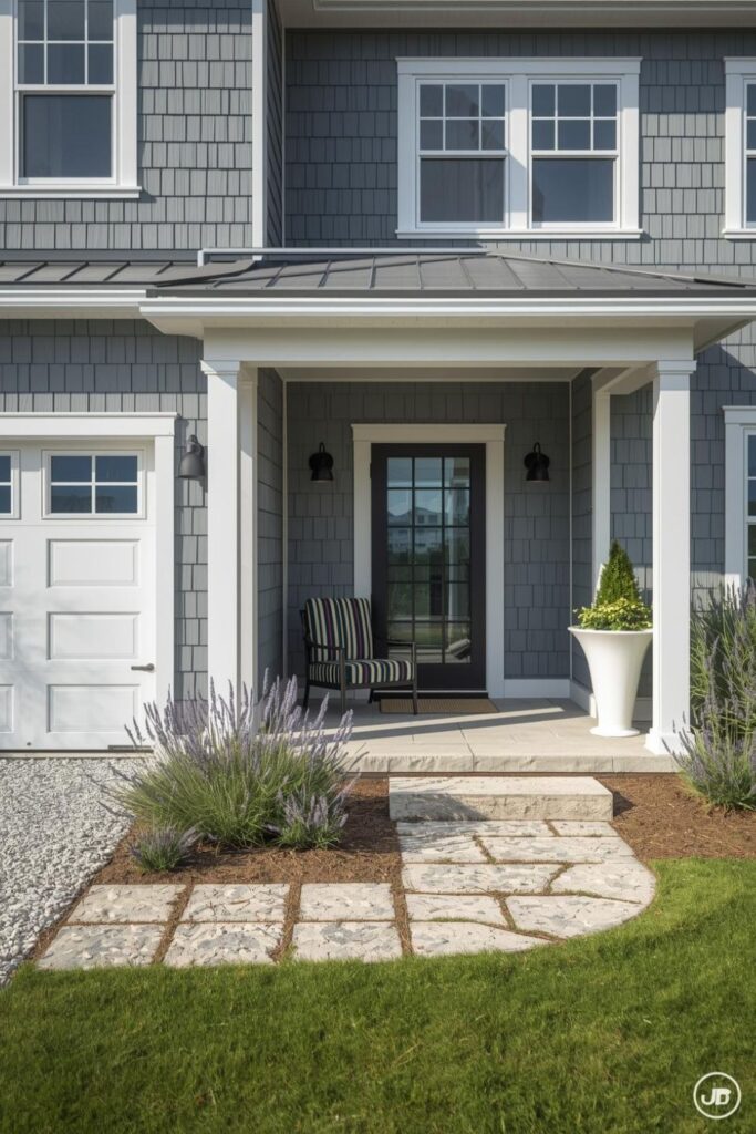 Coastal Grey Clapboard With Bright White Trim And Breezy Porch
