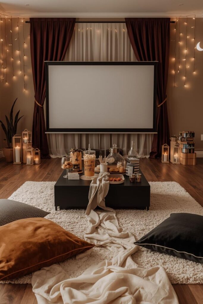 Cozy Movie Night Party With Lounge-Style Seating Design