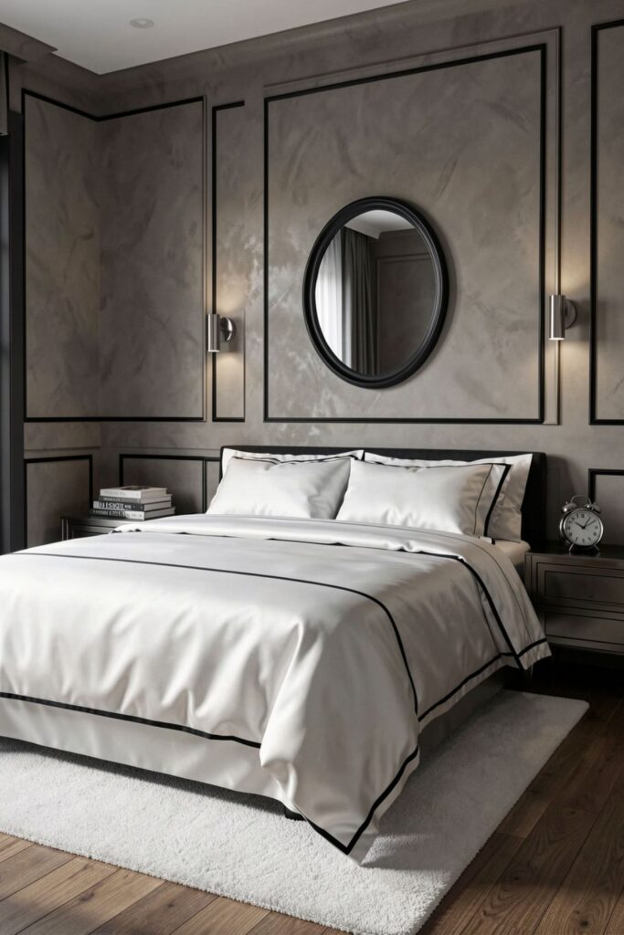 Crisp White Silk Duvet Set with Black Trim Detailing