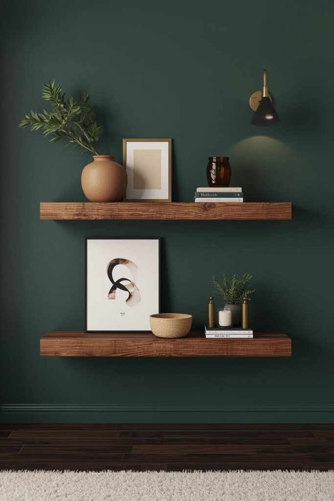 Deep Forest Green Backdrop With Brass Bookend Shine