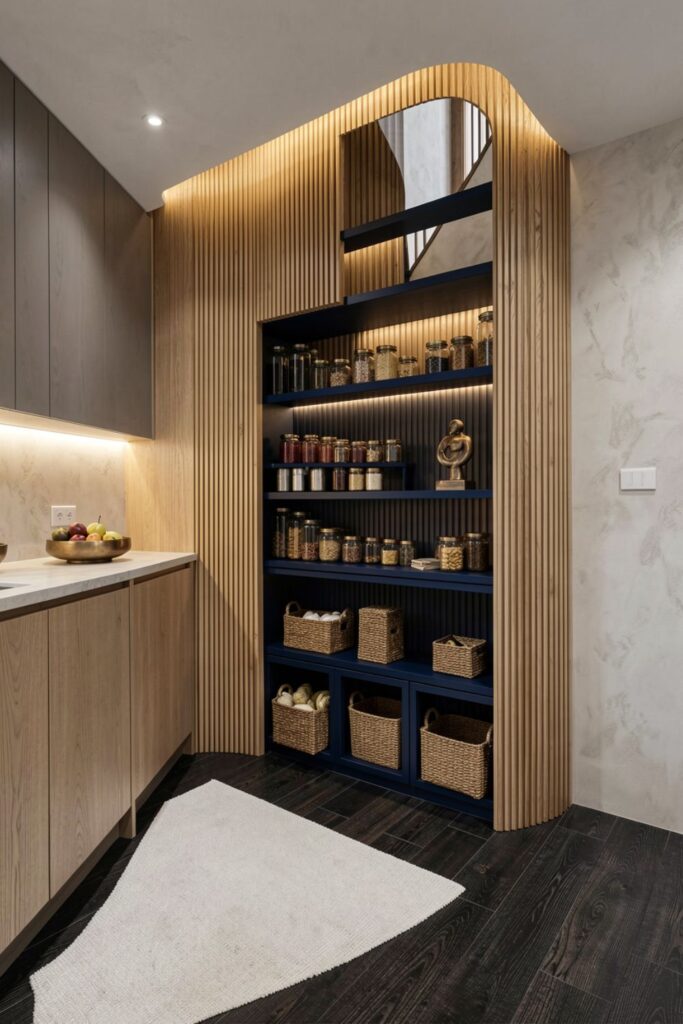 Fluted Wood Pantry Panels for Architectural Hidden Storage