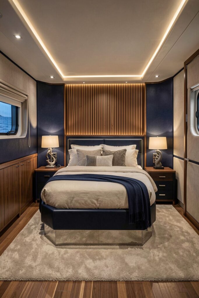 Forward Suite With Teak Slats and Midnight Blue Layers
