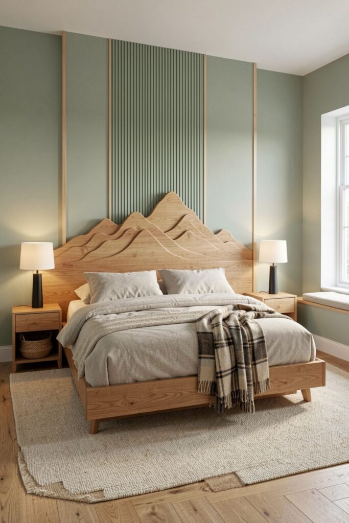 Honey Maple Mountain Headboard With Cozy Window Nook