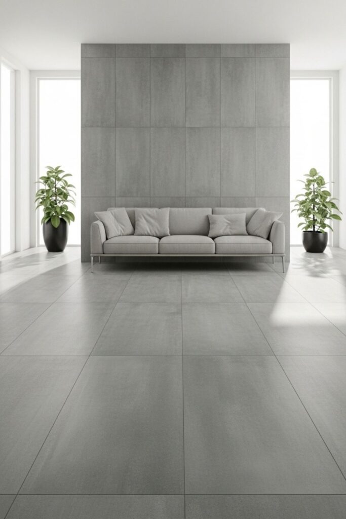 Large Concrete-Effect Tiles for Seamless Contemporary Simplicity