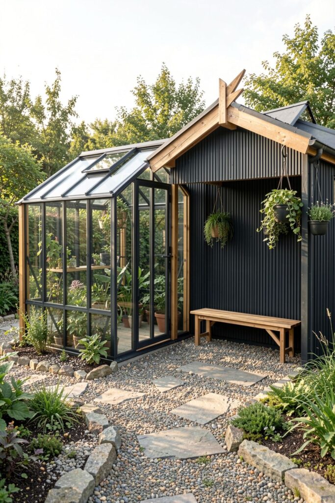 Lean-To Glasshouse Joined to Minimal Charcoal Storage Nook