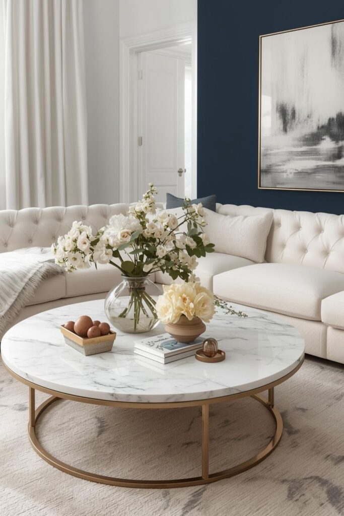 Minimalist Coffee Table Decor for Marble Tables in Luxury Living Rooms