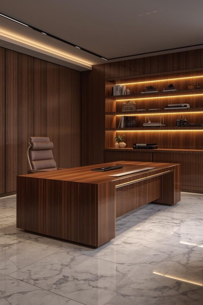 Modern Luxury Executive Office Desk with Marble Flooring