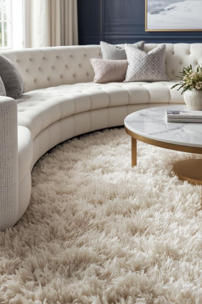 Modern White and Gold Living Room Decor Ideas With Navy Accents