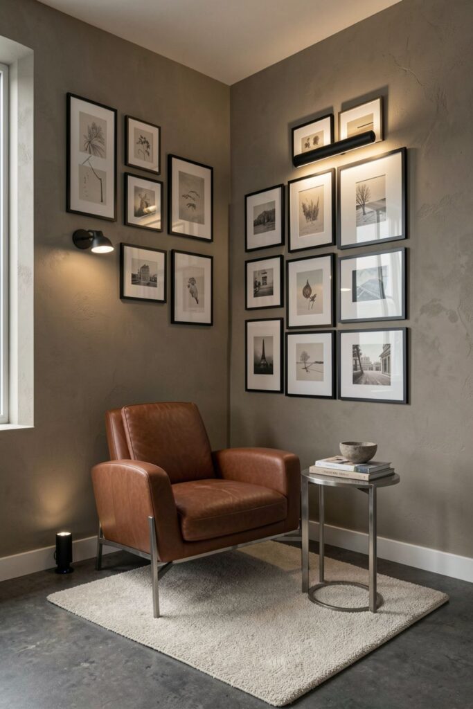 Moody Charcoal Gallery Corner With Compact Reading Nook