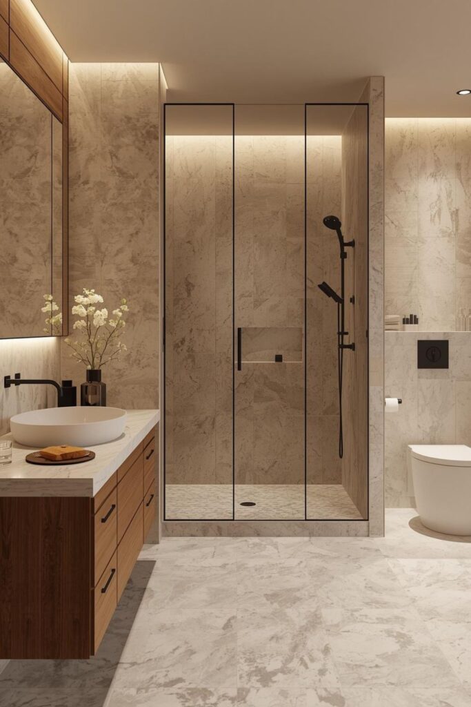 Neutral Beige Bathroom Palette Ideas For Modern Spa Bathroom Design Trend