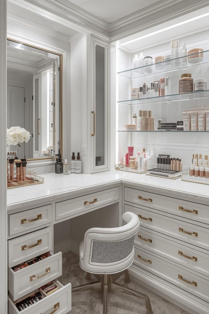Organised Drawer Storage Ideas for a Luxury Vanity Makeup Room