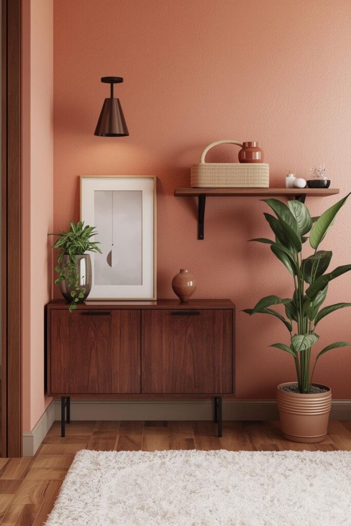 Sunbaked Terracotta Tones With Woven Basket Balance