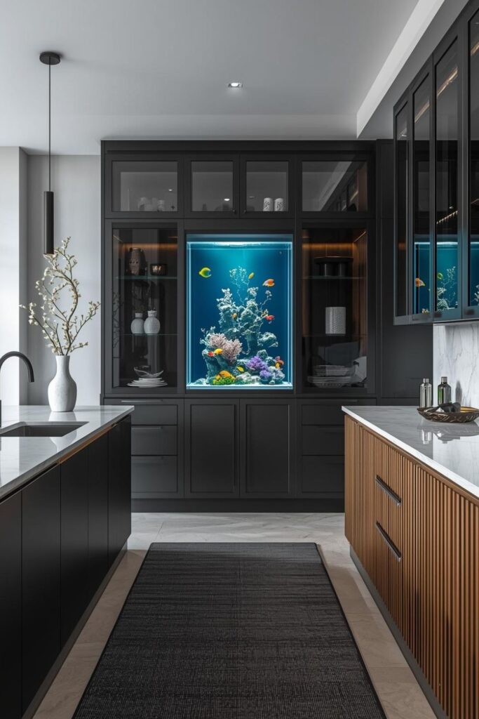 Tall Cabinet Aquarium Niche for a Minimal, Gallery-Quiet Look