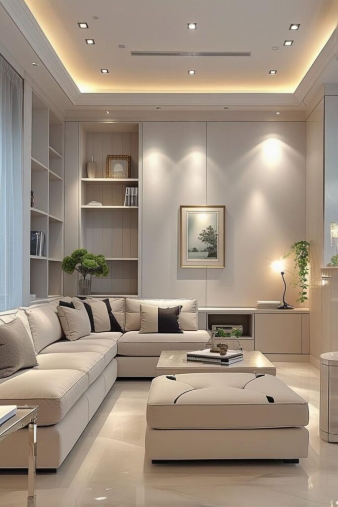 Terracotta Textured Wall With Floating Black Shelves