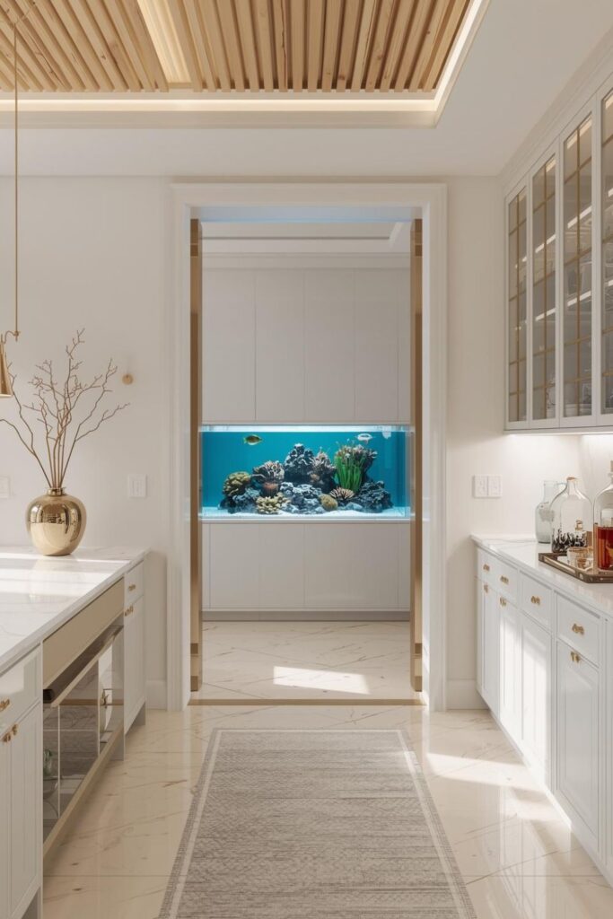 Transom Aquarium Niche Above Passage for Subtle, Floating Luxury