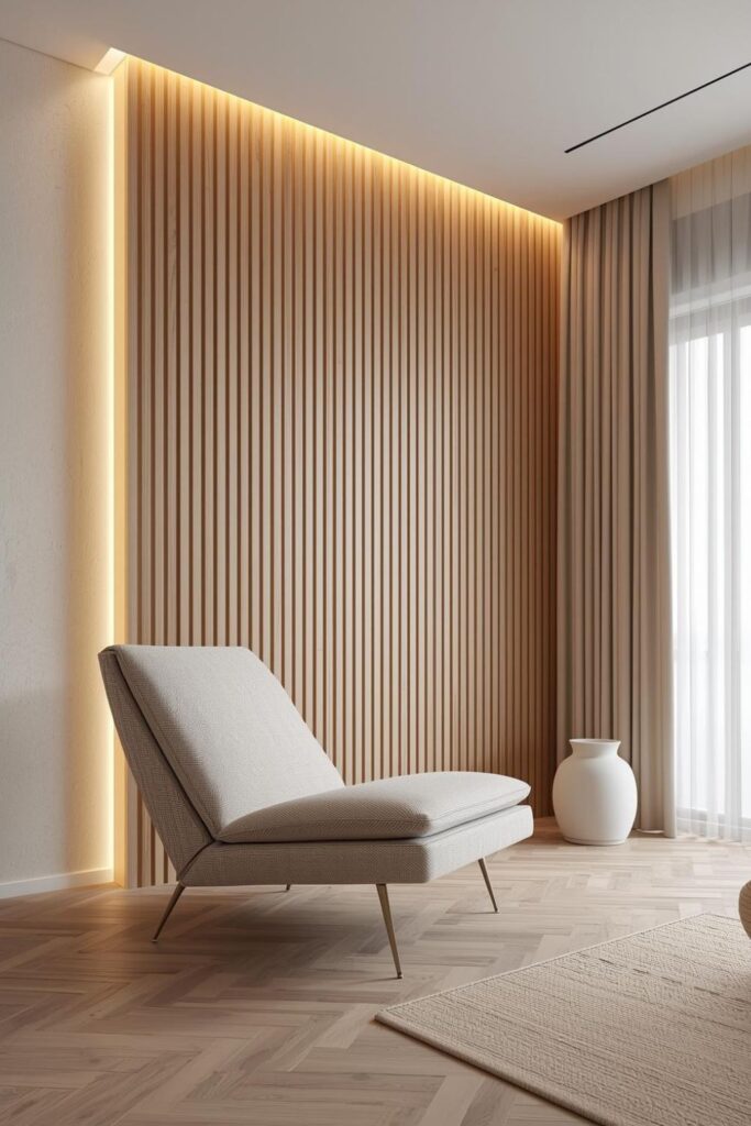 Vertical Slats with Integrated LED Strips for a Clean Glow