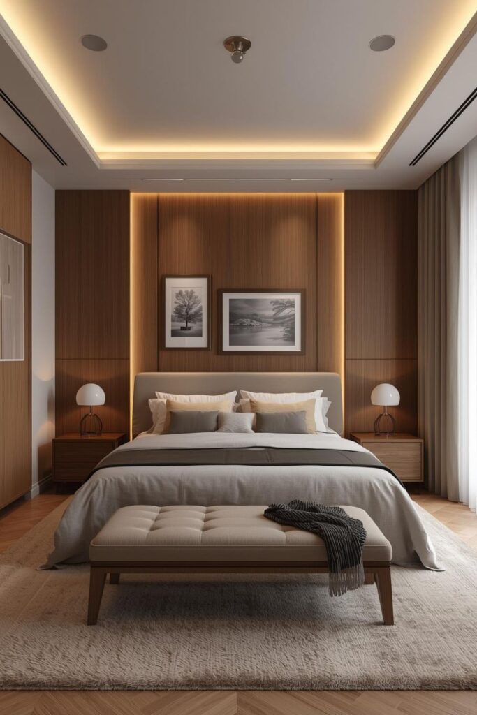 Wood Panel Accent Wall Ideas For A Modern Luxury Bedroom