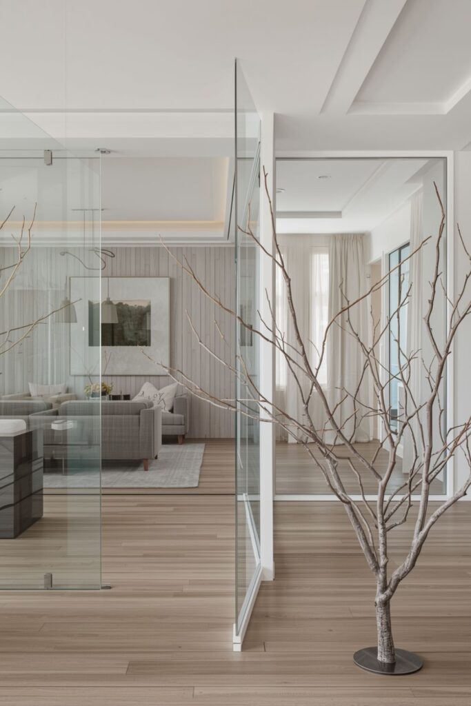Elegant Glass Feature Wall Styling for Contemporary Interior Design 