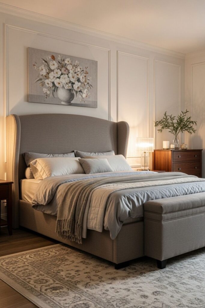 Elegant Ottoman Bed Storage Bed for a Refined Modern Master Bedroom, Space-Saving