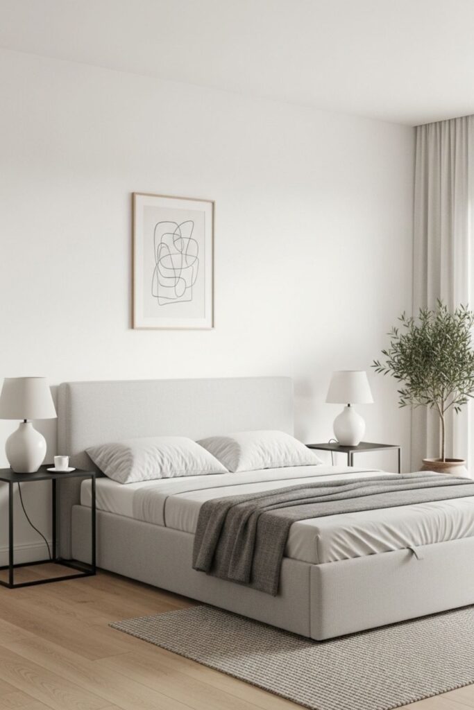 Minimal Ottoman Bed Storage Bed for a Clean Modern Bedroom, Space-Saving