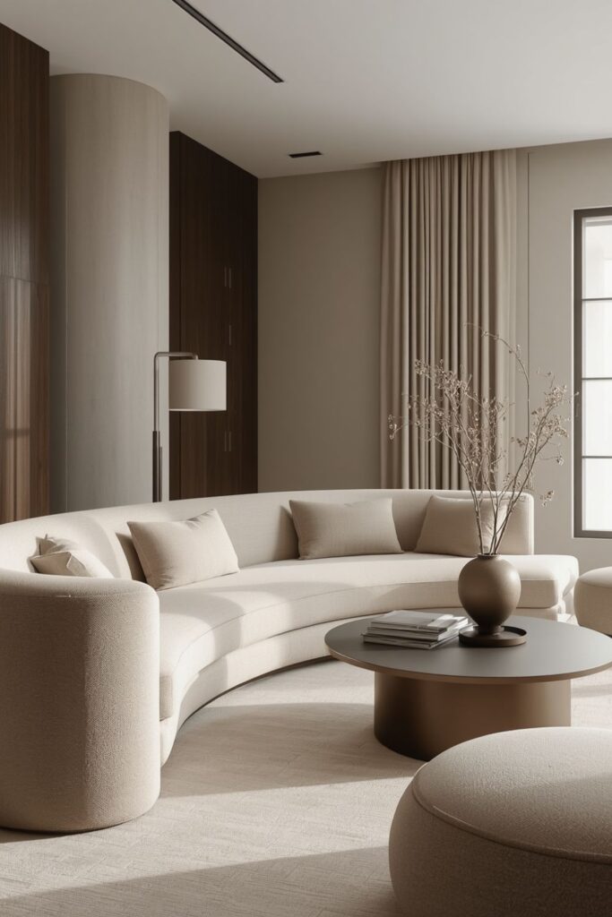 Minimal Warm Neutral Modern Luxury Living Room Design 