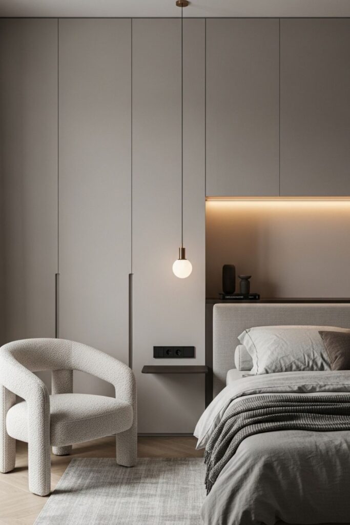 Minimalist Bedroom Design with Cozy Textures and Soft Ambient Lighting