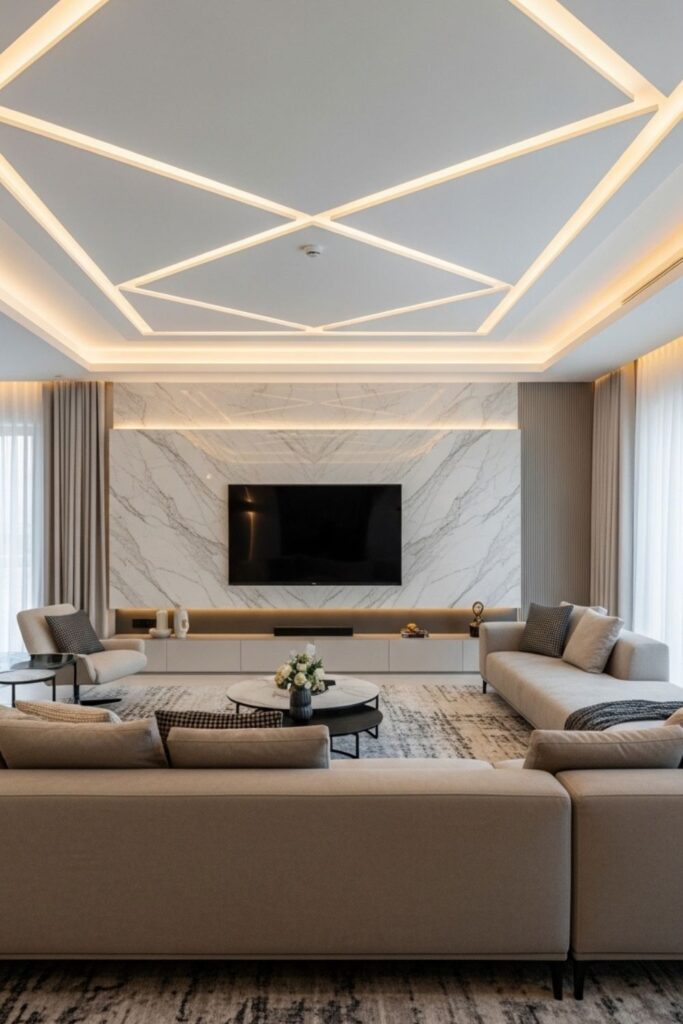 Modern Luxury Living Room Ideas With Warm Neutral Style And Marble Elegance