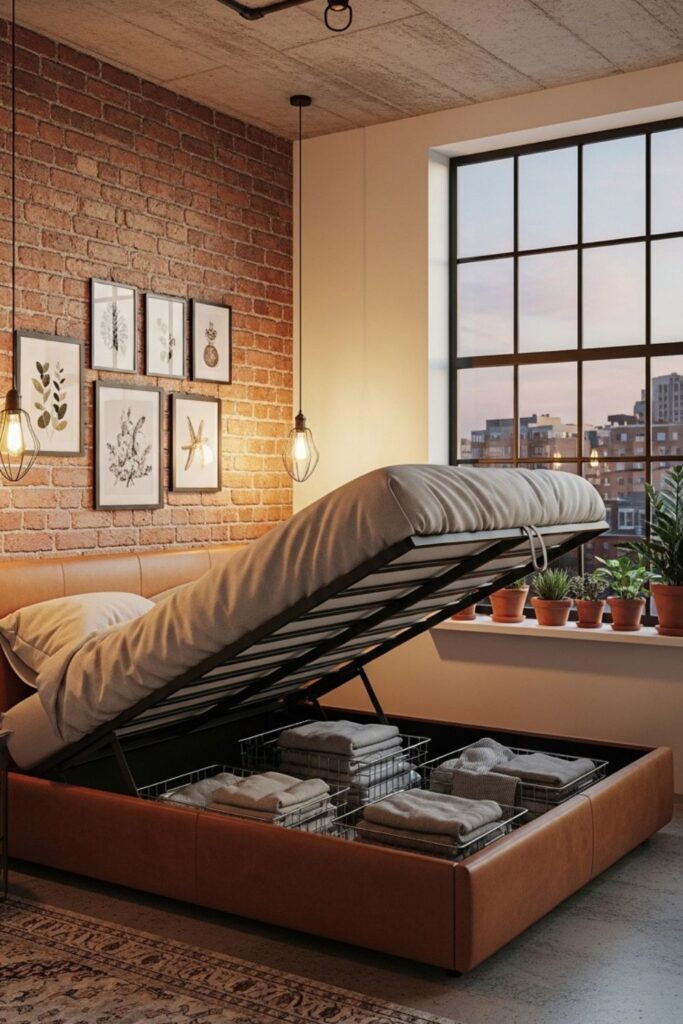 Urban Loft Ottoman Bed Storage Bed for a Modern Bedroom, Space-Saving