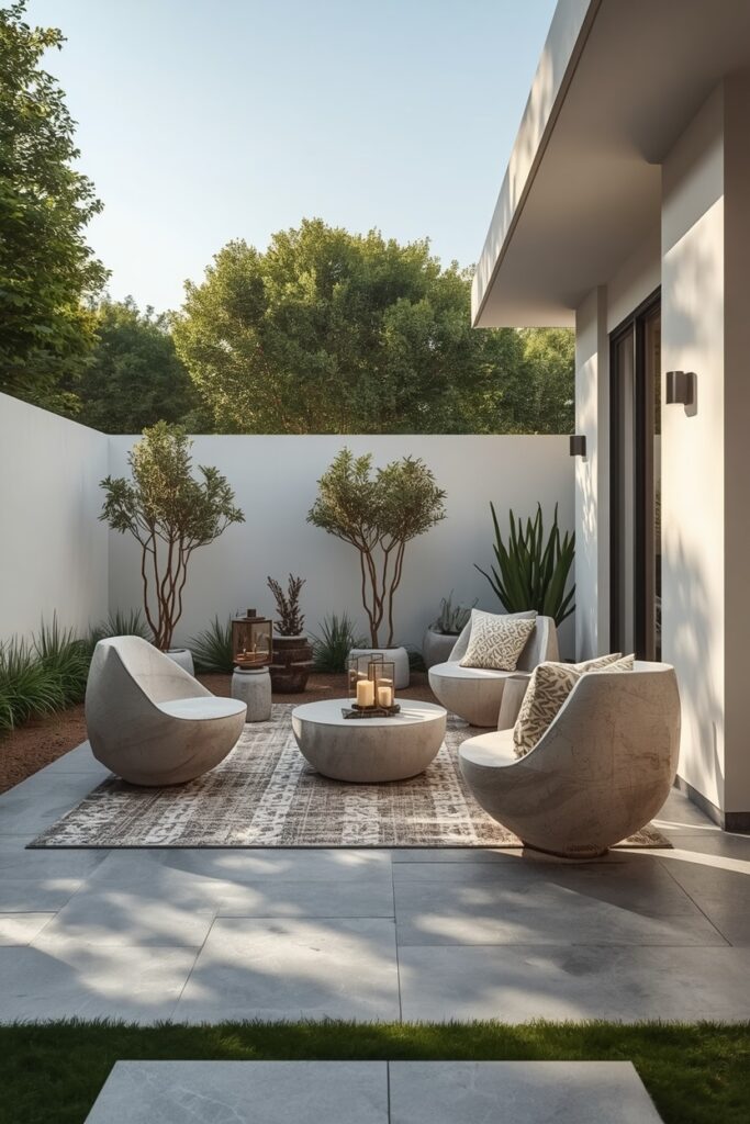 Chic Outdoor Lounge With Contemporary Landscape Architecture